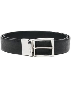 Canali Pebbled-Texture Leather Belt - Black