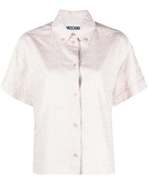 Moschino Logo-Jacquard Short-Sleeve Shirt - White