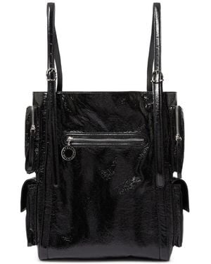 Stella McCartney Crinkled-Finish Multi-Pocket Tote Bag - Black