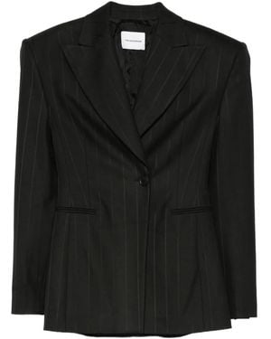 ANDAMANE Pinstriped Single-Breasted Blazer - Black