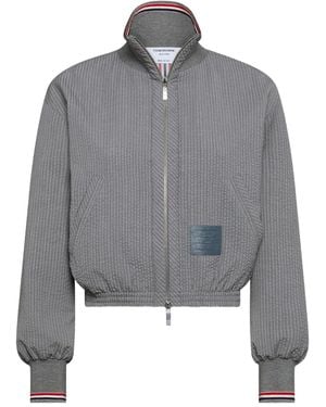 Thom Browne Zip-Fastening Patch-Detailed Jacket - Grey