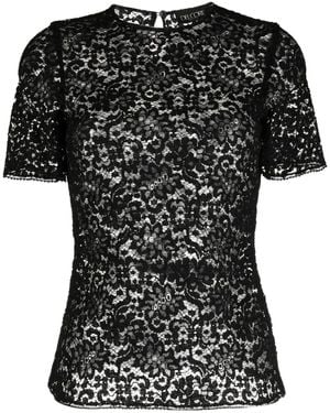 Del Core Floral-Lace Short-Sleeved T-Shirt - Black