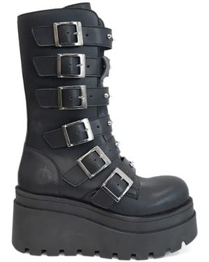 Altercore Como Vegan Buckled Platform Boots - Black