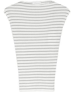 Sportmax Striped Ribbed-Knit Top - White