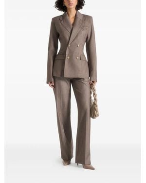 Manière De Voir Maia Pinstripe Double-Breasted Blazer - Natural