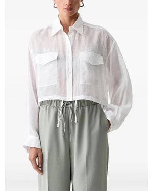 Isabelle Blanche Cropped Drawstring-Hem Shirt - Grey