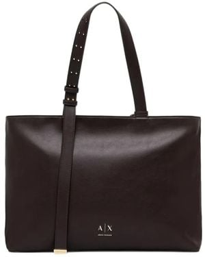 ARMANI EXCHANGE Logo-Plaque Buckle-Strap Shoulder Bag - Black