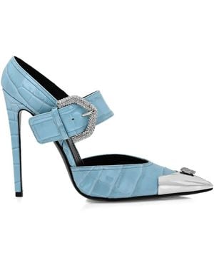 Philipp Plein Crocodile-Embossed Court Shoes - Blue