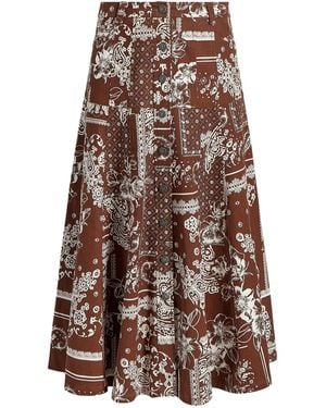 Cinq À Sept Paisley-Print Button Skirt - Brown