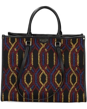 MY BEST BAG Patterned Tote Bag - Black