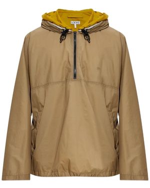 Loewe Logo-Embroidered Quarter-Zip Anorak - Natural