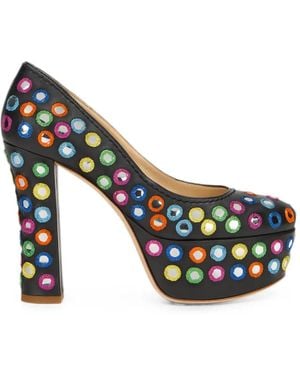 Moschino Mirror-Embellished Platform Pumps - Metallic