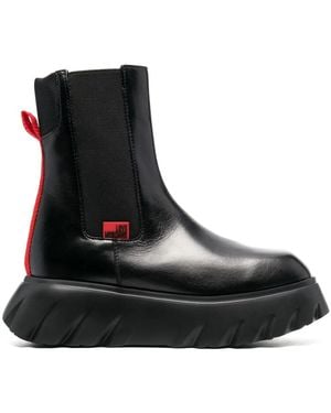 Love Moschino Logo-Patch Ankle Boots - Black