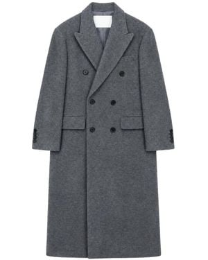 DUNST Double-Breasted Peak-Lapel Coat - Gray