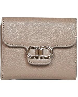 Ferragamo Gancini Leather Wallet - Natural