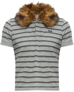 Vetements Striped Detachable-Collar Polo Shirt - Grey