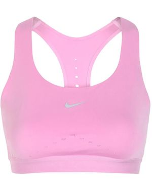 Nike Sujetador Deportivo Swift Con Logo Swoosh Y Espalda De Nadador - Rosa