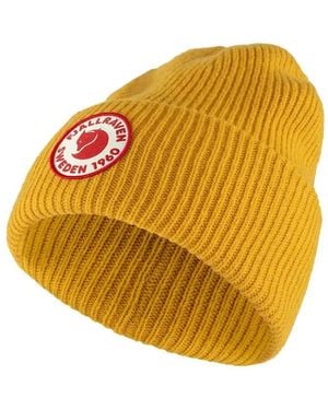 Fjallraven Logo-Patch Ribbed-Knit Beanie Hat - Orange