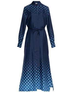 CASABLANCA Silk Dress With Monogram - Blue