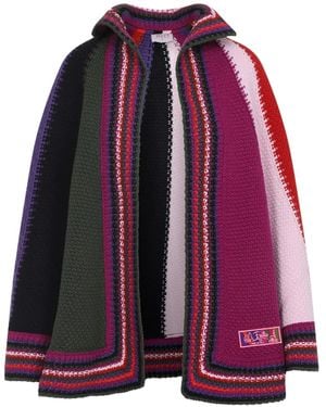 PUCCI Wool Striped Cape - Purple