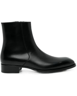 Tom Ford Calf Leather Ankle Boots - Black