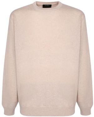 Dell'Oglio Crew-Neck Ribbed-Trim Jumper - Natural