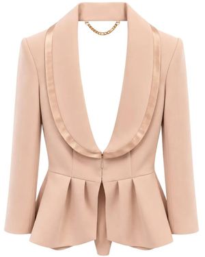 Elisabetta Franchi Satin-Trim Peplum Jacket - Rosa