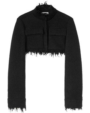Jil Sander Ausgefranste Cropped-Jacke Aus Tweed - Schwarz