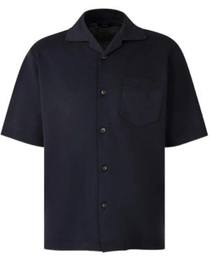 Herno Short-Sleeve Chest-Pocket Shirt - Blue