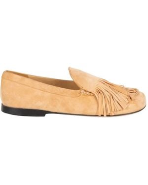 JVAM Fringe-Trim Suede Loafers - Natural