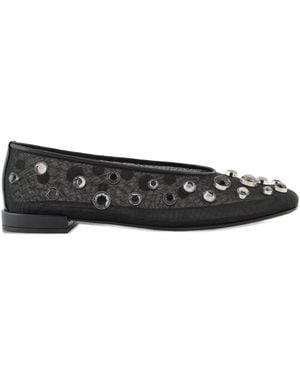 Giorgio Armani Rhinestone-Embellished Ballerinas - Black
