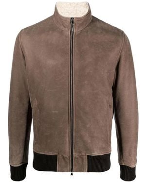 Barba Napoli Suede Bomber Jacket - Brown