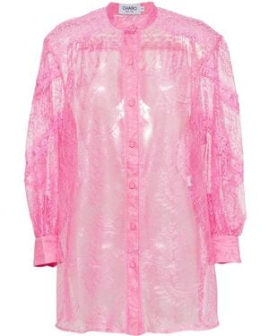 Charo Ruiz Lumie Balloon-Sleeve Lace Shirt - Pink