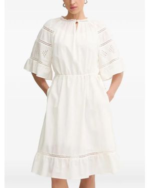 Marc O' Polo Broderie-Anglaise Ruffled Mini Dress - White