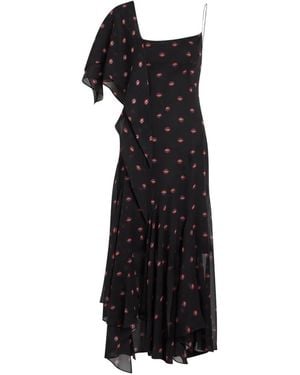 LIBEROWE Floral-Print Ruffled Asymmetric Dress - Black