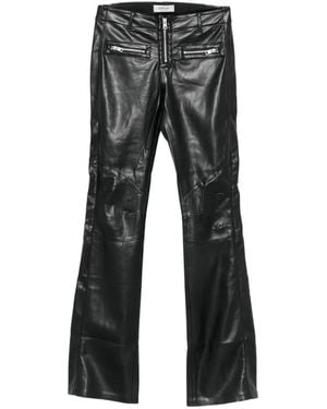 Replay Zip-Detail Leather Trousers - Black