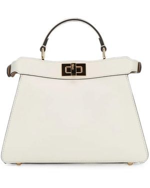 Fendi Small Peekaboo Iseeu Leather Tote Bag - White