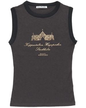 Acne Studios Graphic-Print Tank Top - Black
