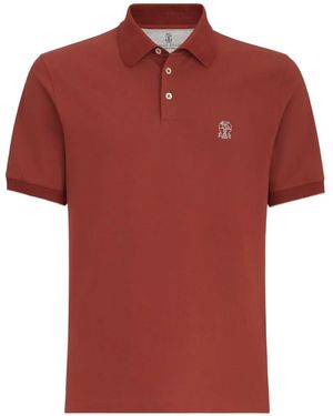 Brunello Cucinelli Cotton-Piqué Polo Shirt With Logo - Red