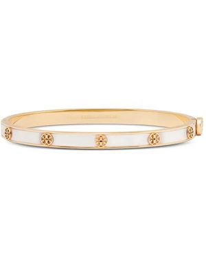 Tory Burch Thin Icon Mother Of Pearl Hinge Bracelet - Natural