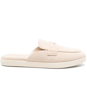 Tory Burch Ballet Logo-Plaque Mules - Natural