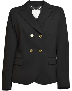 True Royal Double-Breasted Pocket Blazer - Black