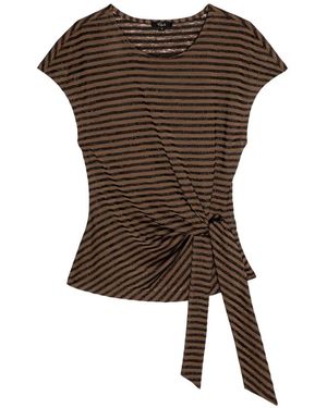 Rails Striped Tie-Waist Top - Black