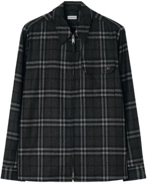Burberry Check Wool Cashmere Overshirt - Black