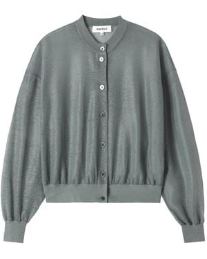Enfold Button-Up Drop-Shoulder Cardigan - Gray