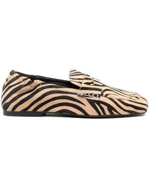 Ash Zebra-Print Pony Hair Loafers - White