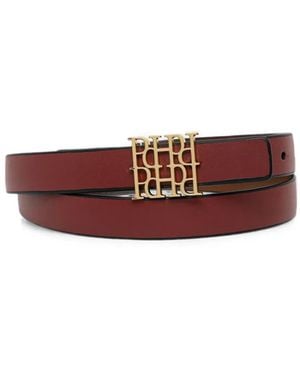 Pedro Del Hierro Madrid Logo-Plaque Leather Belt - Red