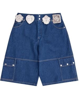 Chopova Lowena Tief Sitzende Jeans-Shorts - Blau