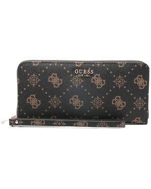 Guess Carrie Monogram Zip Wallet - Grey