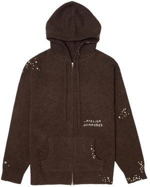 DOMREBEL Hoodie Zippé À Broderies - Brown
